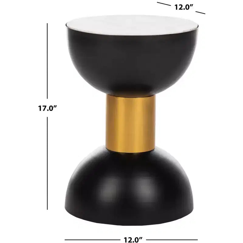Table d'appoint ronde Zephyr - ACC3212 - Blanc/Noir - Safavieh
