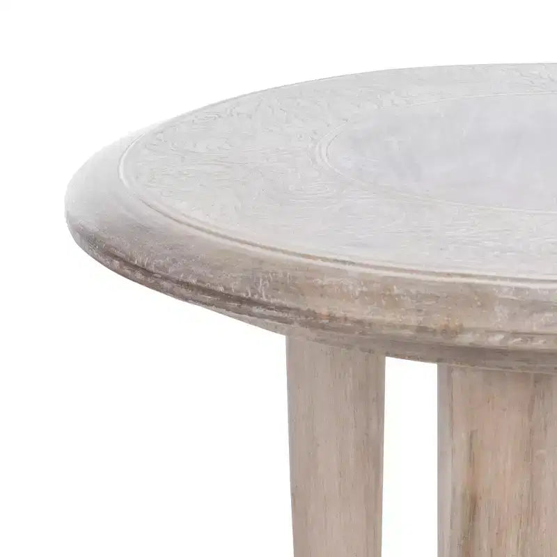 Table d'appoint sculptée Rehnuma - ACC5300A - Blanc décapé - Safavieh