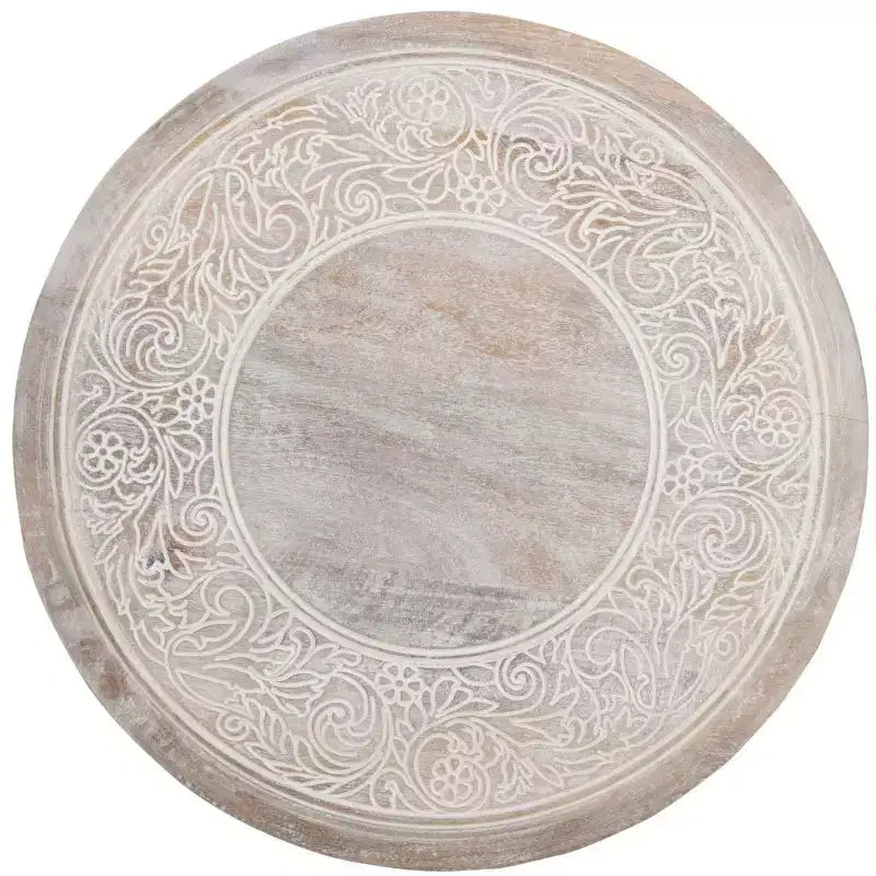 Table d'appoint sculptée Rehnuma - ACC5300A - Blanc décapé - Safavieh