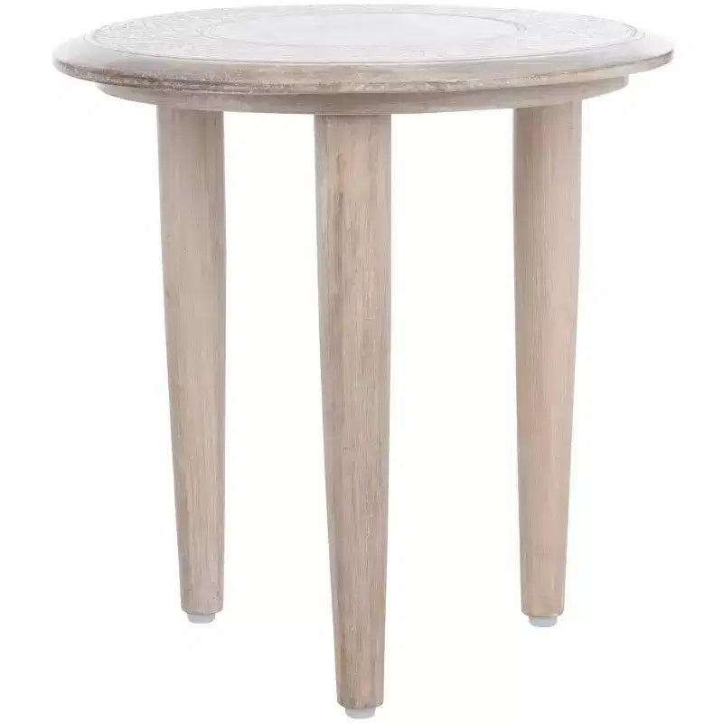 Table d'appoint sculptée Rehnuma - ACC5300A - Blanc décapé - Safavieh