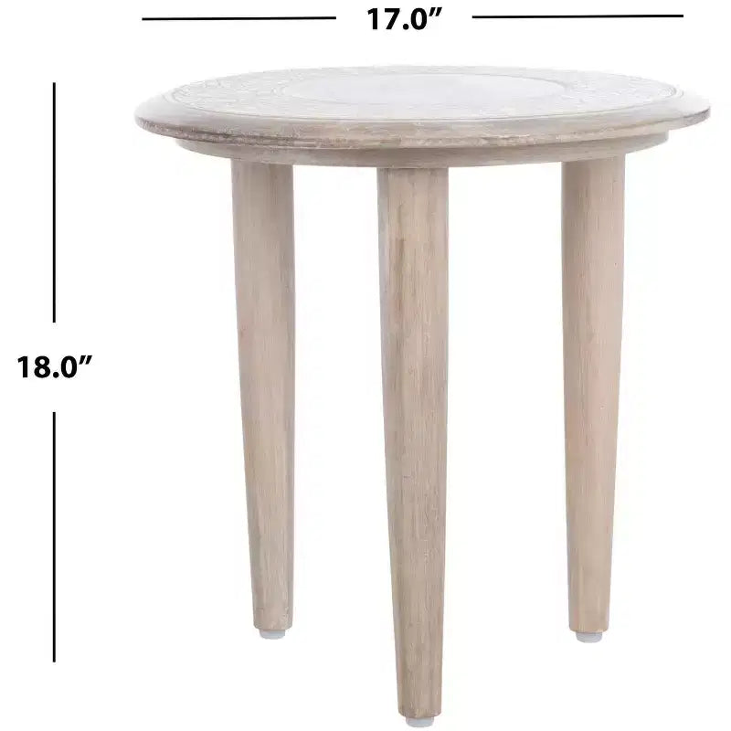 Table d'appoint sculptée Rehnuma - ACC5300A - Blanc décapé - Safavieh