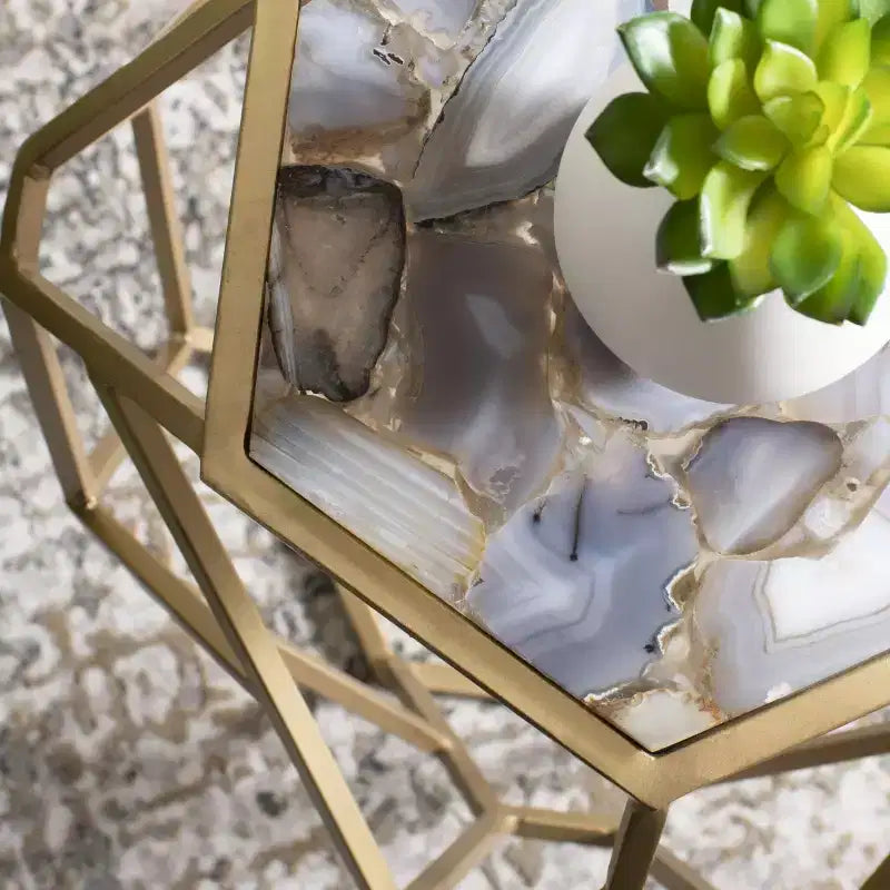 Table d'appoint géométrique Ava - ACC3700A - Multicolore/Doré - Safavieh