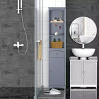 Meuble de salle de bain HOMCOM, colonne de salle de bain autoportante, meuble de rangement haut avec 3 étagères et tiroir
