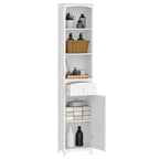 Meuble de salle de bain HOMCOM, colonne de salle de bain autoportante, meuble de rangement haut avec 3 étagères et tiroir