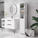 Meuble de salle de bain HOMCOM, colonne de salle de bain autoportante, meuble de rangement haut avec 3 étagères et tiroir