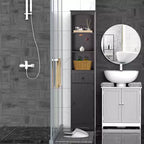 Meuble de salle de bain HOMCOM, colonne de salle de bain autoportante, meuble de rangement haut avec 3 étagères et tiroir