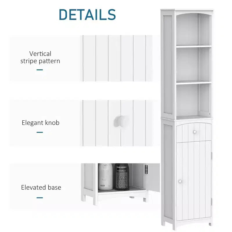 Meuble de salle de bain HOMCOM, colonne de salle de bain autoportante, meuble de rangement haut avec 3 étagères et tiroir