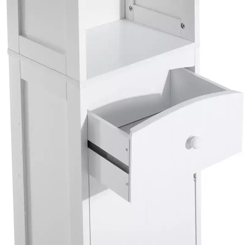 Meuble de salle de bain HOMCOM, colonne de salle de bain autoportante, meuble de rangement haut avec 3 étagères et tiroir