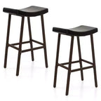 Costway Saddle Bar Stools Set of 2 Height Adjustable Upholstered Saddle Seat & Footrest