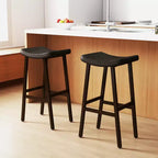 Costway Lot de 2 tabourets de bar à selle réglables en hauteur avec siège rembourré et repose-pieds