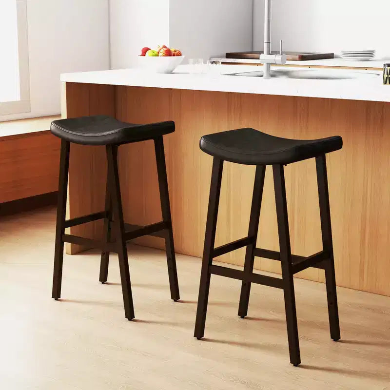 Costway Lot de 2 tabourets de bar à selle réglables en hauteur avec siège rembourré et repose-pieds