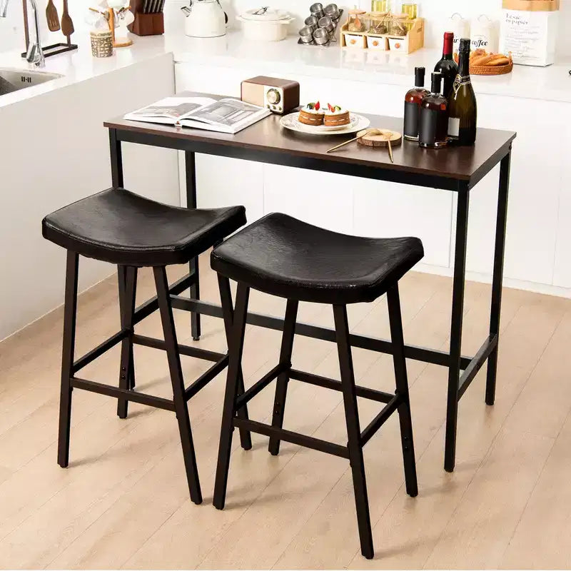 Costway Lot de 2 tabourets de bar à selle réglables en hauteur avec siège rembourré et repose-pieds