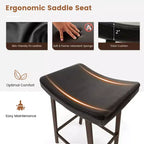 Costway Lot de 2 tabourets de bar à selle réglables en hauteur avec siège rembourré et repose-pieds
