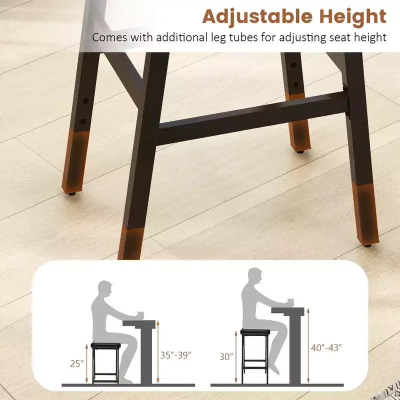 Costway Lot de 2 tabourets de bar à selle réglables en hauteur avec siège rembourré et repose-pieds