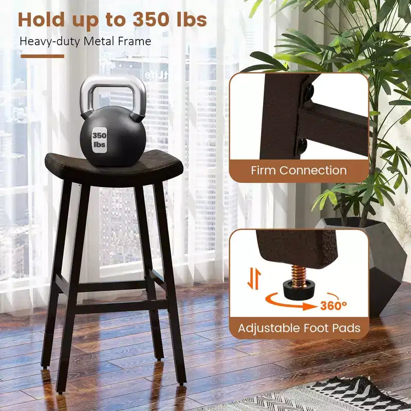 Costway Lot de 2 tabourets de bar à selle réglables en hauteur avec siège rembourré et repose-pieds