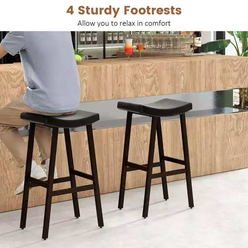 Costway Lot de 2 tabourets de bar à selle réglables en hauteur avec siège rembourré et repose-pieds