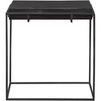 Table d'appoint rectangulaire moderne en aluminium Uttermost 22 x 12 1/2 avec cadre en fer noir oxydé pour salon, chambre à coucher