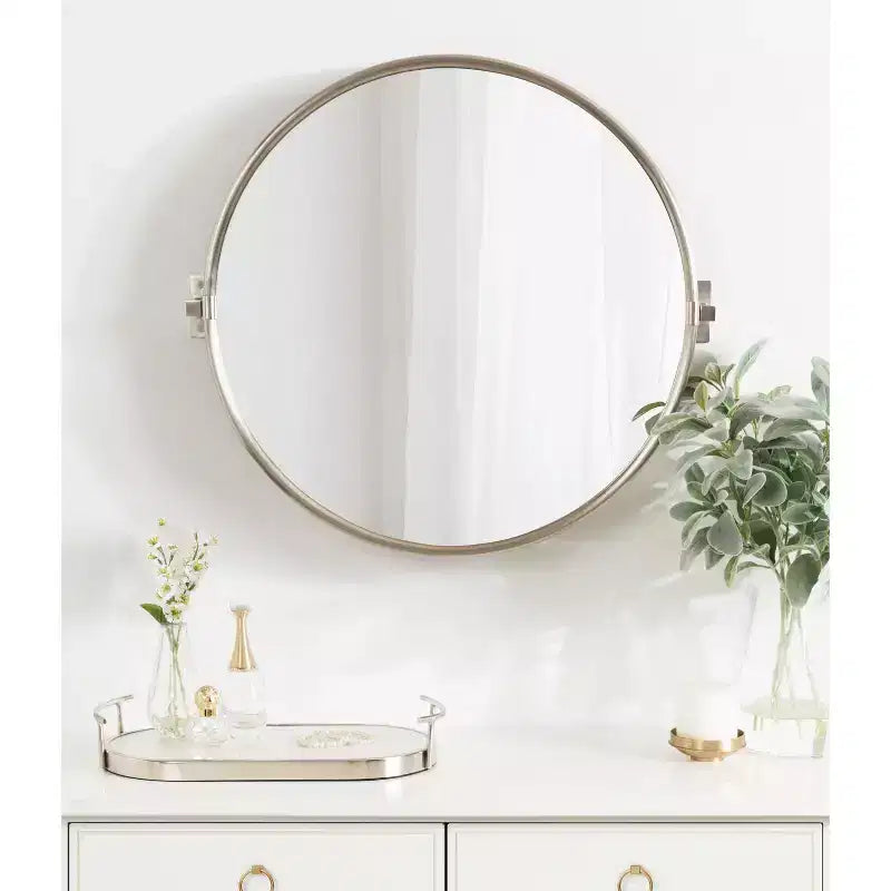 Miroir Mural Pivotant Kate and Laurel Taurus, 26x24, Argent