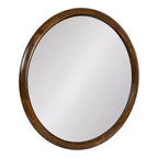 Kate and Laurel Pao Curved Framed Wood Wall Mirror, 28 Diameter, Walnut Brown