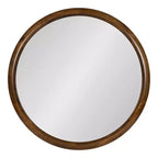 Miroir Mural Rond avec Cadre en Bois Kate and Laurel Pao, 71 cm de Diamètre, Noyer Brun