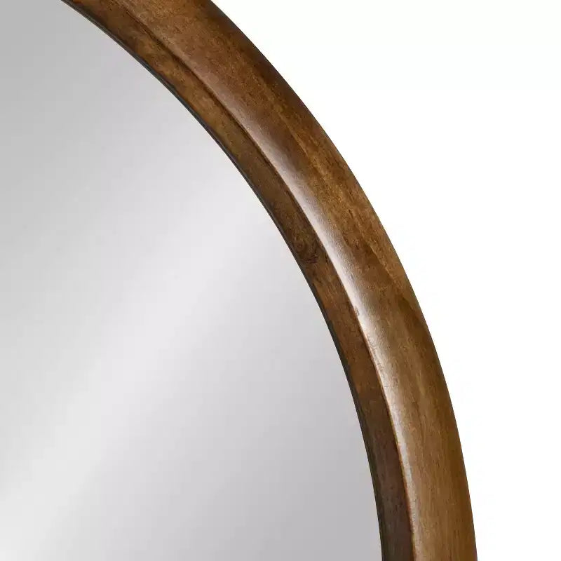 Miroir Mural Rond avec Cadre en Bois Kate and Laurel Pao, 71 cm de Diamètre, Noyer Brun