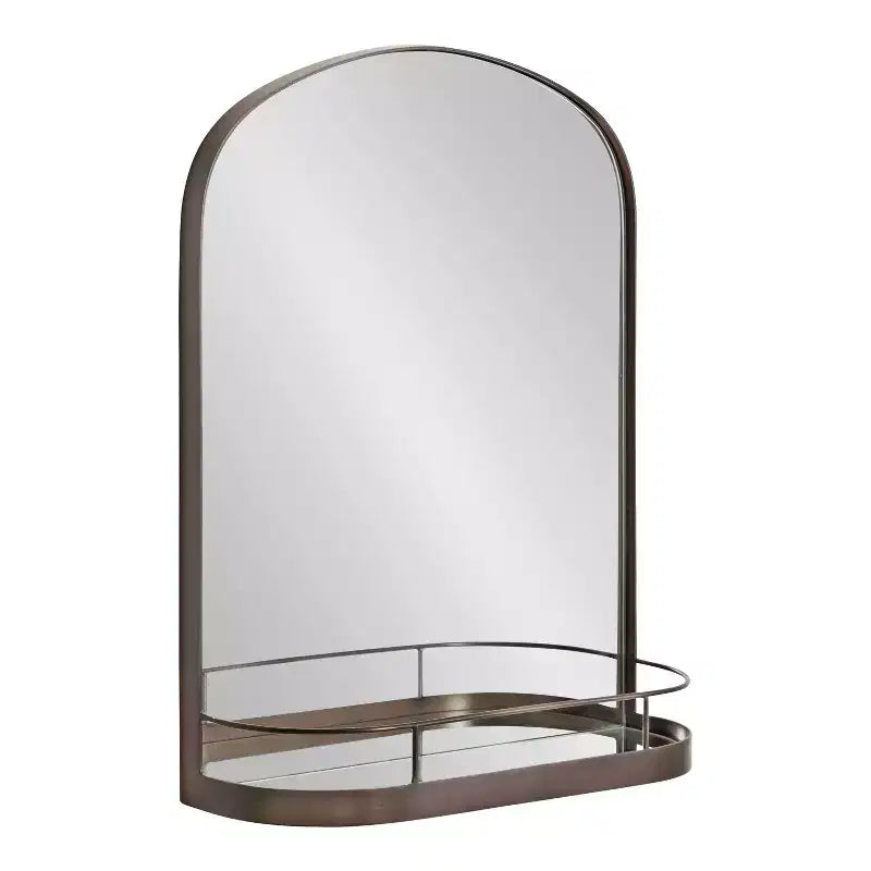 Kate and Laurel Peyson Framed Arch Mirror with Shelf, 18x24, Bronze