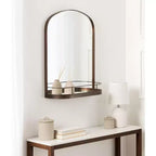 Miroir arqué encadré Kate and Laurel Peyson avec étagère, 18x24, bronze
