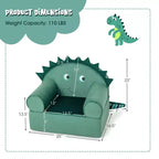 Costway Canapé Enfant Fauteuil en Mousse Rembourré Dinosaure Fauteuil Enfant Moelleux avec Housse Lavable