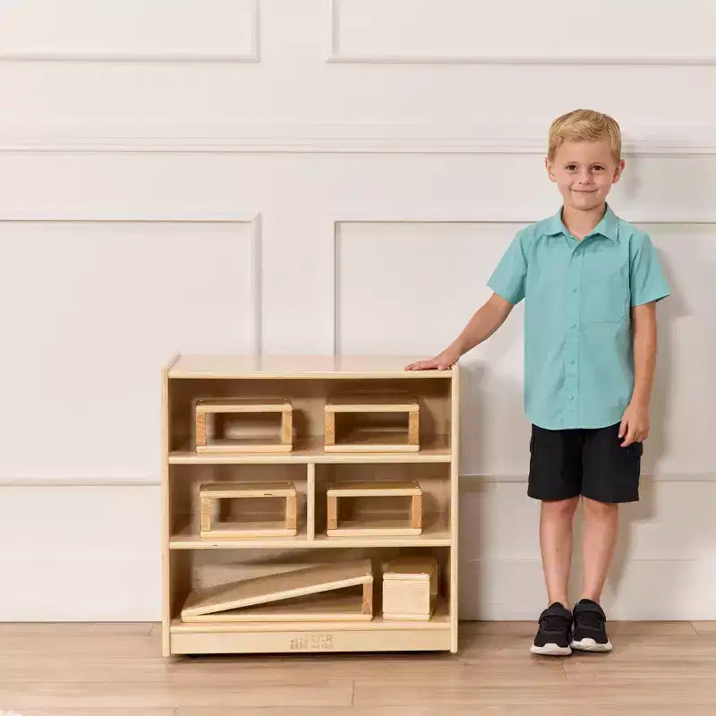 Meuble de rangement pour blocs de construction mobile ECR4Kids, petit, mobilier de salle de classe