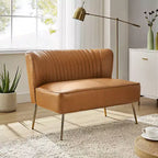 Monica 47 Causeuse contemporaine à oreilles pour salon et chambre à coucher, canapé 2 places confortable sans accoudoirs avec pieds en métal | KARAT HOME