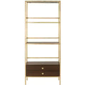 Mateo 4 Tier 1 Drawer Etagere - ETG6205 - Gold/Walnut - Safavieh