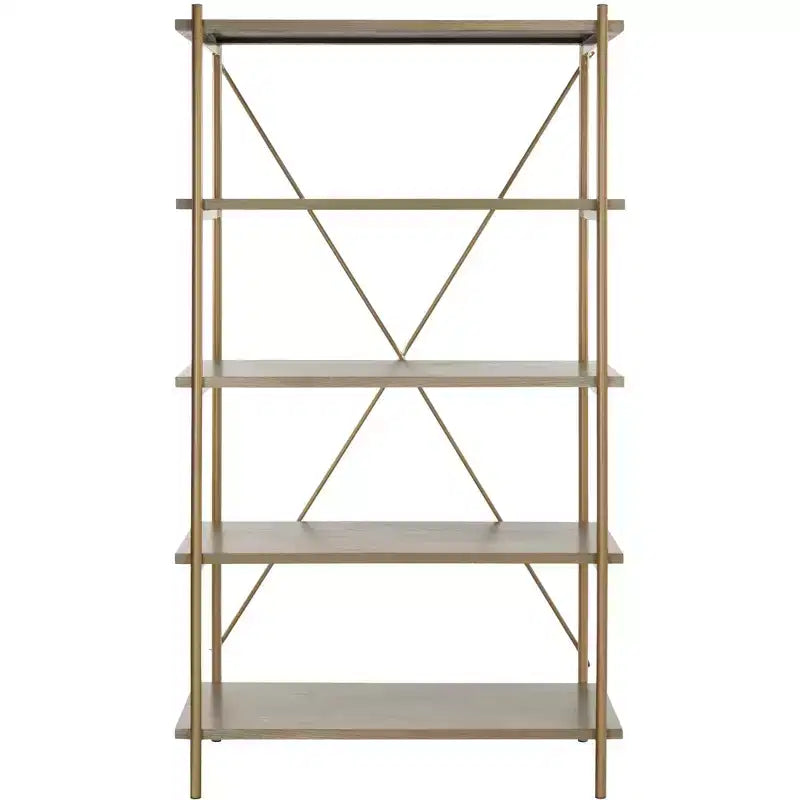 Rigby 5 Tier Etagere - ETG6206 - Rustic Oak/Gold - Safavieh