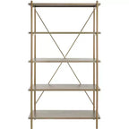 Rigby 5 Tier Etagere - ETG6206 - Rustic Oak/Gold - Safavieh