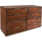 Commode moderne 8 tiroirs Brylin - SFV2112 - Noyer foncé - Safavieh Couture