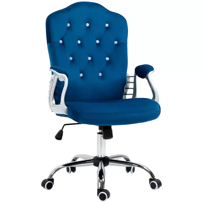 Chaise de bureau Vinsetto, chaise d'ordinateur en velours, chaise de bureau capitonnée avec roulettes pivotantes, hauteur réglable et fonction d'inclinaison
