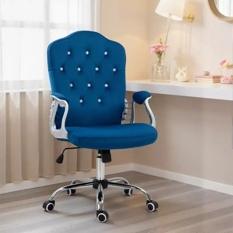 Chaise de bureau Vinsetto, chaise d'ordinateur en velours, chaise de bureau capitonnée avec roulettes pivotantes, hauteur réglable et fonction d'inclinaison