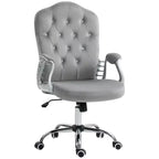 Chaise de bureau Vinsetto, chaise d'ordinateur en velours, chaise de bureau capitonnée avec roulettes pivotantes, hauteur réglable et fonction d'inclinaison