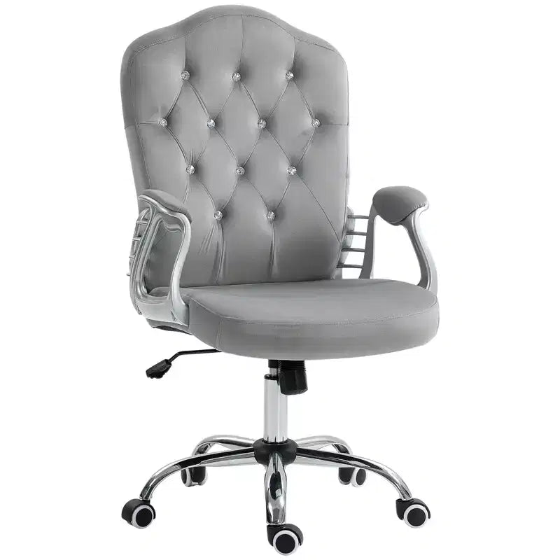 Chaise de bureau Vinsetto, chaise d'ordinateur en velours, chaise de bureau capitonnée avec roulettes pivotantes, hauteur réglable et fonction d'inclinaison