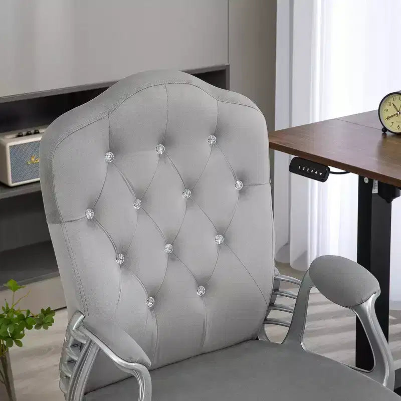 Chaise de bureau Vinsetto, chaise d'ordinateur en velours, chaise de bureau capitonnée avec roulettes pivotantes, hauteur réglable et fonction d'inclinaison