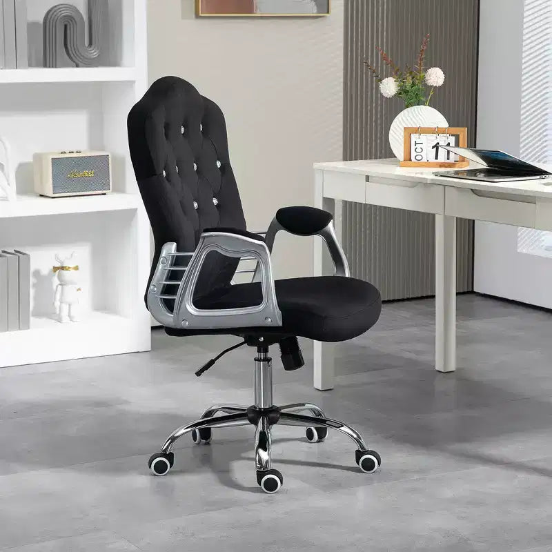 Chaise de bureau Vinsetto, chaise d'ordinateur en velours, chaise de bureau capitonnée avec roulettes pivotantes, hauteur réglable et fonction d'inclinaison