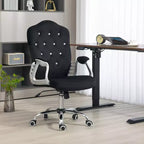 Chaise de bureau Vinsetto, chaise d'ordinateur en velours, chaise de bureau capitonnée avec roulettes pivotantes, hauteur réglable et fonction d'inclinaison