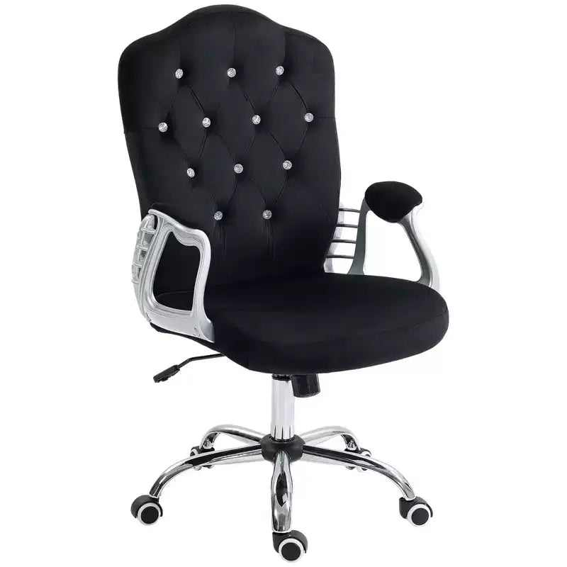 Chaise de bureau Vinsetto, chaise d'ordinateur en velours, chaise de bureau capitonnée avec roulettes pivotantes, hauteur réglable et fonction d'inclinaison