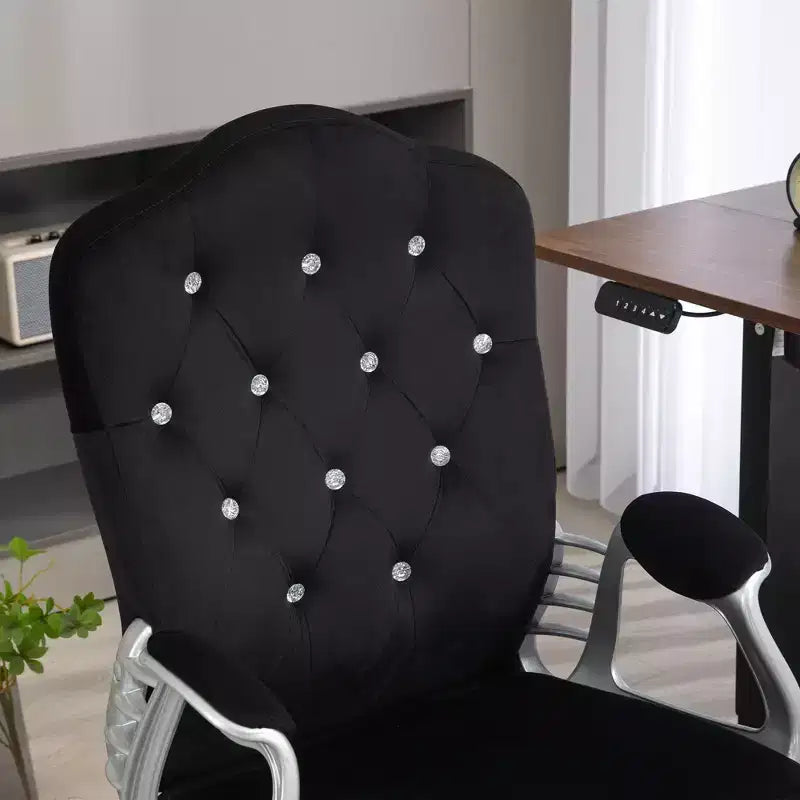 Chaise de bureau Vinsetto, chaise d'ordinateur en velours, chaise de bureau capitonnée avec roulettes pivotantes, hauteur réglable et fonction d'inclinaison