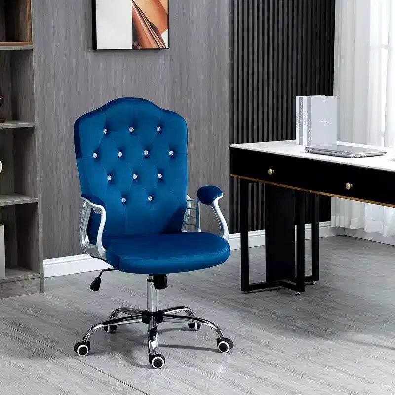 Chaise de bureau Vinsetto, chaise d'ordinateur en velours, chaise de bureau capitonnée avec roulettes pivotantes, hauteur réglable et fonction d'inclinaison