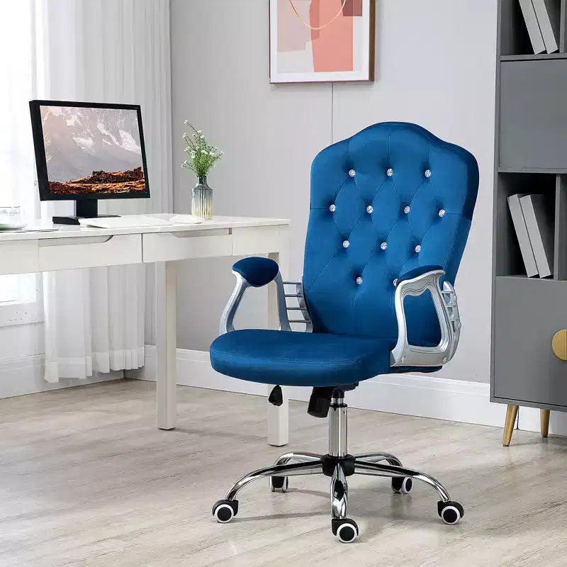 Chaise de bureau Vinsetto, chaise d'ordinateur en velours, chaise de bureau capitonnée avec roulettes pivotantes, hauteur réglable et fonction d'inclinaison