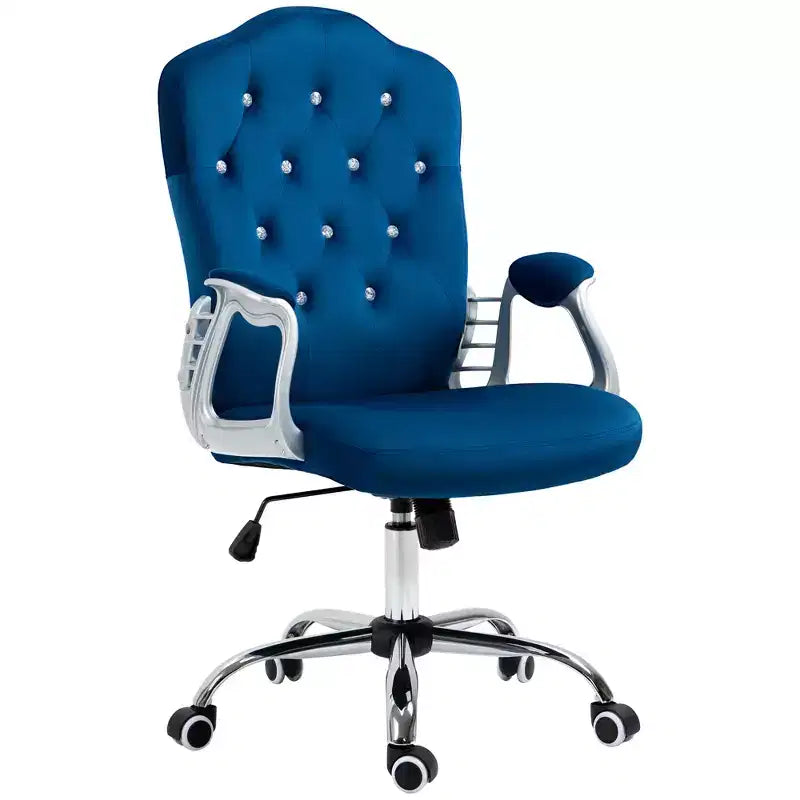 Chaise de bureau Vinsetto, chaise d'ordinateur en velours, chaise de bureau capitonnée avec roulettes pivotantes, hauteur réglable et fonction d'inclinaison