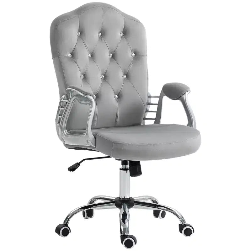 Chaise de bureau Vinsetto, chaise d'ordinateur en velours, chaise de bureau capitonnée avec roulettes pivotantes, hauteur réglable et fonction d'inclinaison