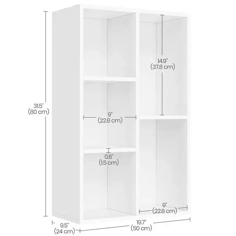VASAGLE Bibliothèque avec 5 compartiments, étagères et organiseur de rangement cube autoportants pour petits espaces, blanc
