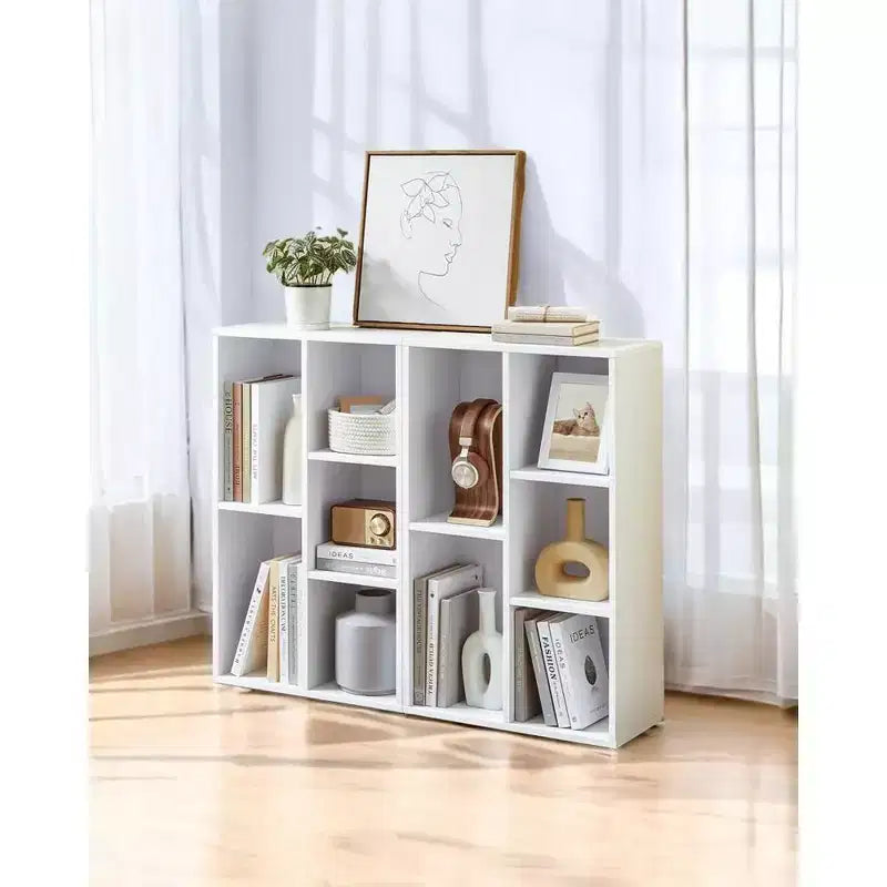 VASAGLE Bibliothèque avec 5 compartiments, étagères et organiseur de rangement cube autoportants pour petits espaces, blanc
