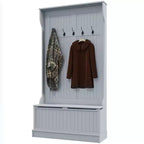 Meuble d'entrée 3-en-1 HOMCOM avec banc de rangement et porte-manteaux, 5 doubles crochets en acier et dispositif anti-basculement pour l'entrée